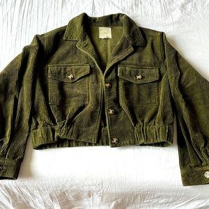 Olive green corduroy cropped jacket